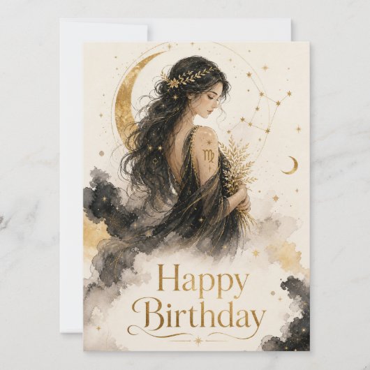 Jungfrau Happy Birthday Aquarell Design (正面)