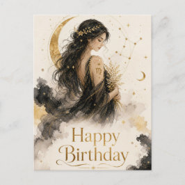 Jungfrau Happy Birthday Aquarell Design ポストカード