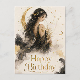 Jungfrau Happy Birthday Aquarell Design ポストカード