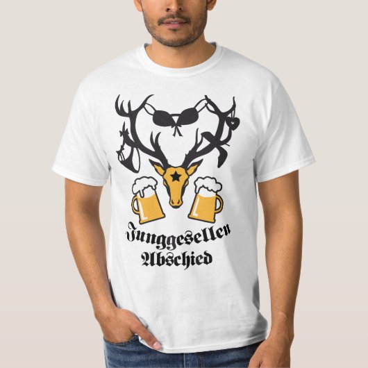 Junggesellen-Abschied Hirschgeweih JGA Beer TShirt Tシャツ (正面)