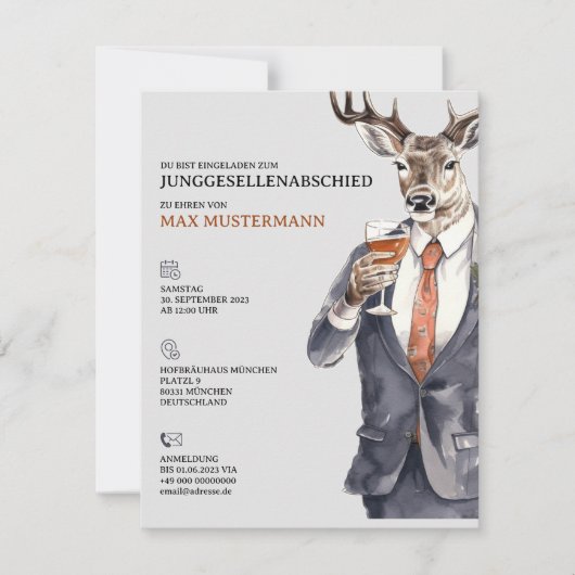 Junggesellenabschied Einladung Männer Vorlage 案内状 (正面)