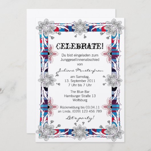 Junggesellinnenabschied Deutsche Version 招待状 (正面/裏面)