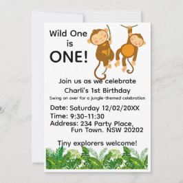 Jungle 1st Birthday Invitation | Wild One First  招待状