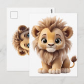 Jungle Adorable Lion Cub Sitting Portrait  ポストカード (正面/裏面)