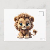 Jungle Adorable Lion Cub Sitting Portrait  ポストカード (裏面)