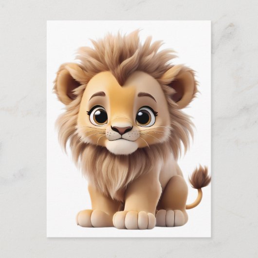 Jungle Adorable Lion Cub Sitting Portrait  ポストカード (正面)
