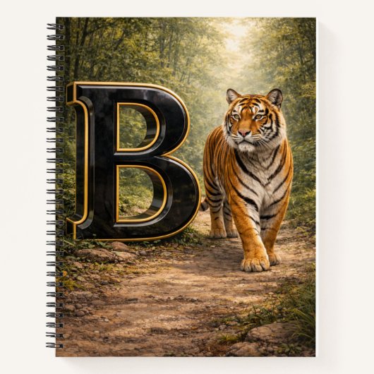 Jungle Alphabet Letter B Tiger Education Notebook ノートブック (正面)