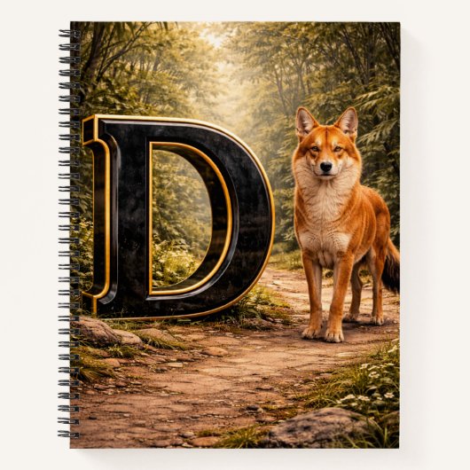 Jungle Alphabet Letter D Dingo Education Notebook ノートブック (正面)