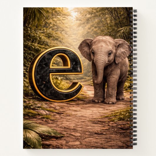 Jungle Alphabet Letter E Elephant Education Notebo ノートブック (裏面)