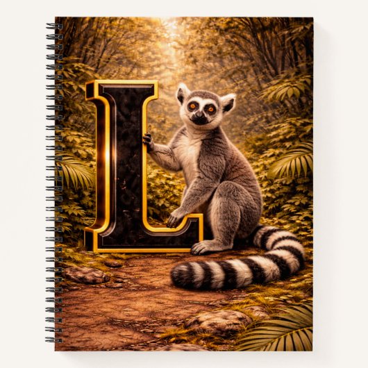 Jungle Alphabet Letter L Lemur Gold Educational  ノートブック (正面)