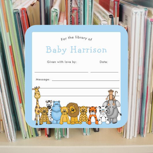 Jungle Animal蔵書票、ベビー初のライブラリ スクエアシール