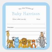 Jungle Animal蔵書票、ベビー初のライブラリ スクエアシール (正面)