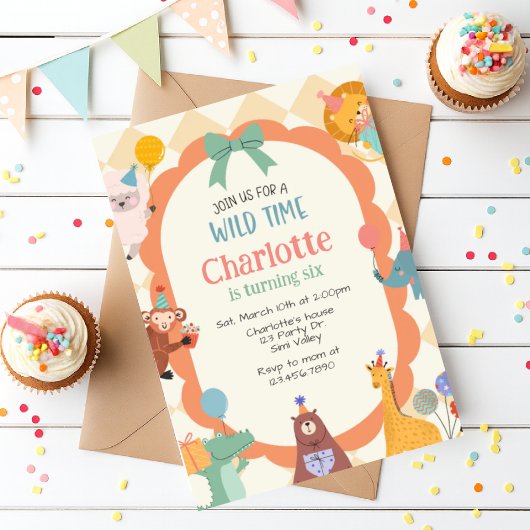 Jungle Animal Birthday Invite | Cute Safari Animal 招待状