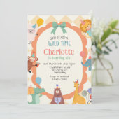 Jungle Animal Birthday Invite | Cute Safari Animal 招待状 (スタンド正面)
