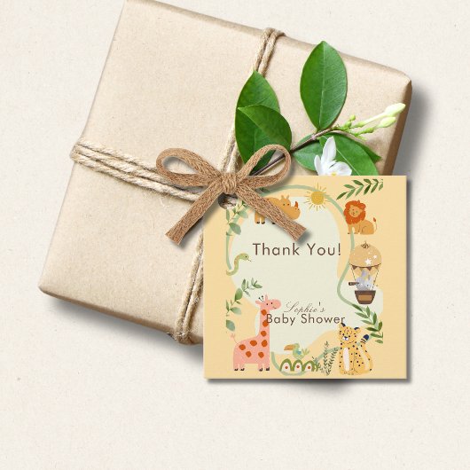 Jungle Animal Safari Adventure Awaits Baby Shower フェイバータグ