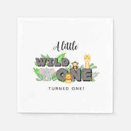 Jungle Animal Wild One Birthday Napkins スタンダードカクテルナプキン