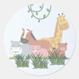 Jungle Animals Gender Reveal Sticker ラウンドシール