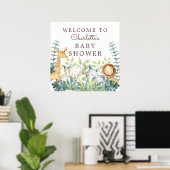 Jungle Animals Neutral Baby Shower Welcome ポスター (ホームオフィス)