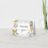 Jungle Animals Safari Baby Shower Folded Thank サンキューカード (正面)