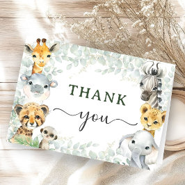 Jungle Animals Safari Baby Shower Folded Thank サンキューカード