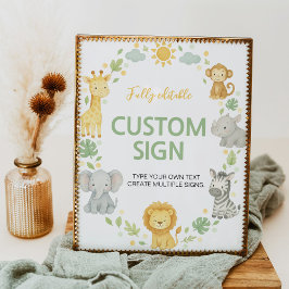 Jungle Animals Safari Birthday Party Table Sign ポスター