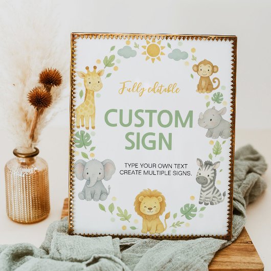 Jungle Animals Safari Birthday Party Table Sign ポスター