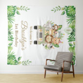 Jungle Animals Safari Car Adventure Party Backdrop タペストリー (インサイチュ(横))