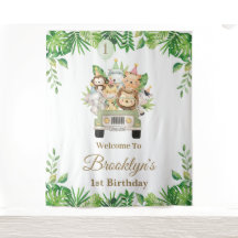 Jungle Animals Safari Car Adventure Party Backdrop