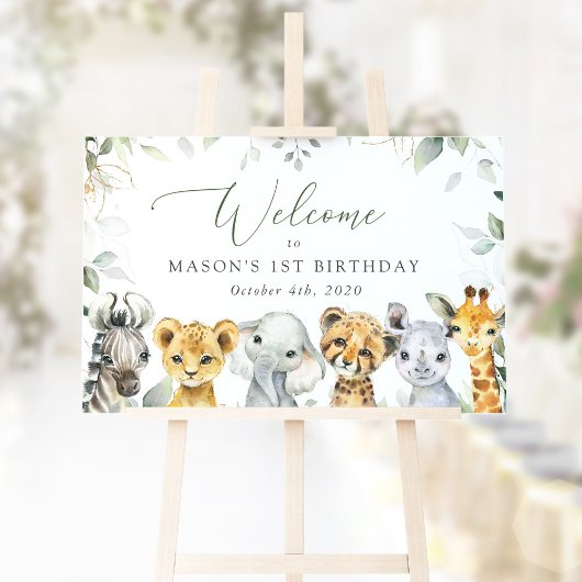 Jungle Animals, Safari, First Birthday Welcome ポスター