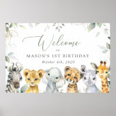 Jungle Animals, Safari, First Birthday Welcome ポスター (正面)