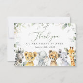Jungle Animals, Safari, Wild One, Baby Shower サンキューカード (正面)