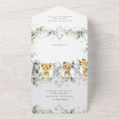 Jungle Animals, Safari, Wild One, First Birthday オールインワン招待状 (外側)