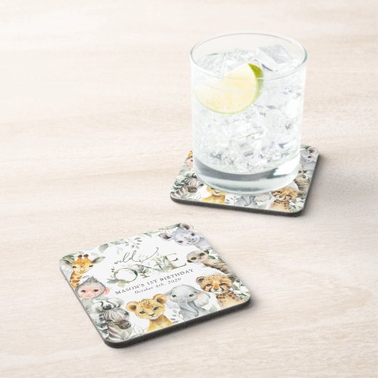 Jungle Animals, Safari, Wild One, First Birthday コースター (右側)