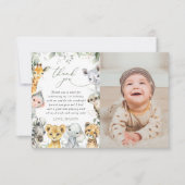 Jungle Animals, Safari, Wild One, First Birthday サンキューカード (正面)