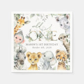 Jungle Animals, Safari, Wild One, First Birthday スタンダードカクテルナプキン (正面)