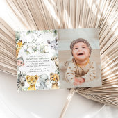 Jungle Animals, Safari, Wild One, First Birthday 招待状