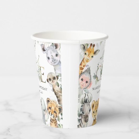 Jungle Animals, Safari, Wild One, First Birthday 紙コップ (右)