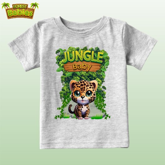 Jungle Baby Leopard, Cute Wildlife Kitty Cat 🐆 ベビーTシャツ