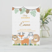 Jungle Baby Shower Invitation – Safari Animal Them 招待状 (スタンド正面)