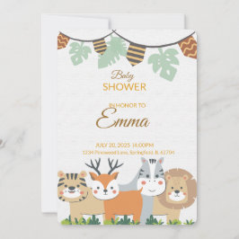 Jungle Baby Shower Invitation – Safari Animal Them 招待状