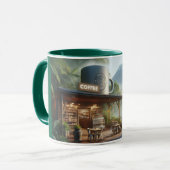 Jungle Coffee Oasis with Majestic Volcano View マグカップ (正面左)