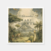 Jungle Dinosaur Baby Shower スタンダードカクテルナプキン (正面)