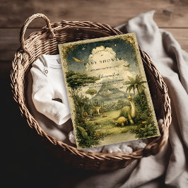 Jungle Dinosaur Baby Shower 招待状