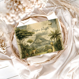 Jungle Dinosaur Baby Shower Diapper Raffle エンクロージャーカード