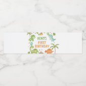 Jungle Dinosaur Boy Birthday Water Bottle Label ペットボトルラベル (シングルラベル)