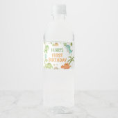 Jungle Dinosaur Boy Birthday Water Bottle Label ペットボトルラベル (正面)