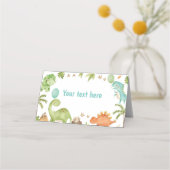 Jungle Dinosaur Cute Boy Birthday Food Tent プレイスカード (裏面)