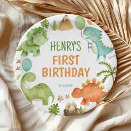 Jungle Dinosaur Cute Boy Birthday Party ペーパープレート