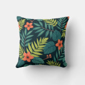 Jungle Foliage Pattern – Lush Tropical Leaf Design クッション (裏面)