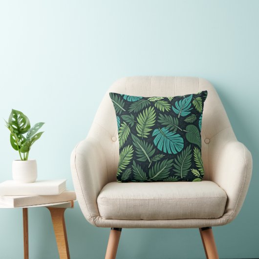 Jungle Foliage Pattern – Lush Tropical Leaf Design クッション (椅子)